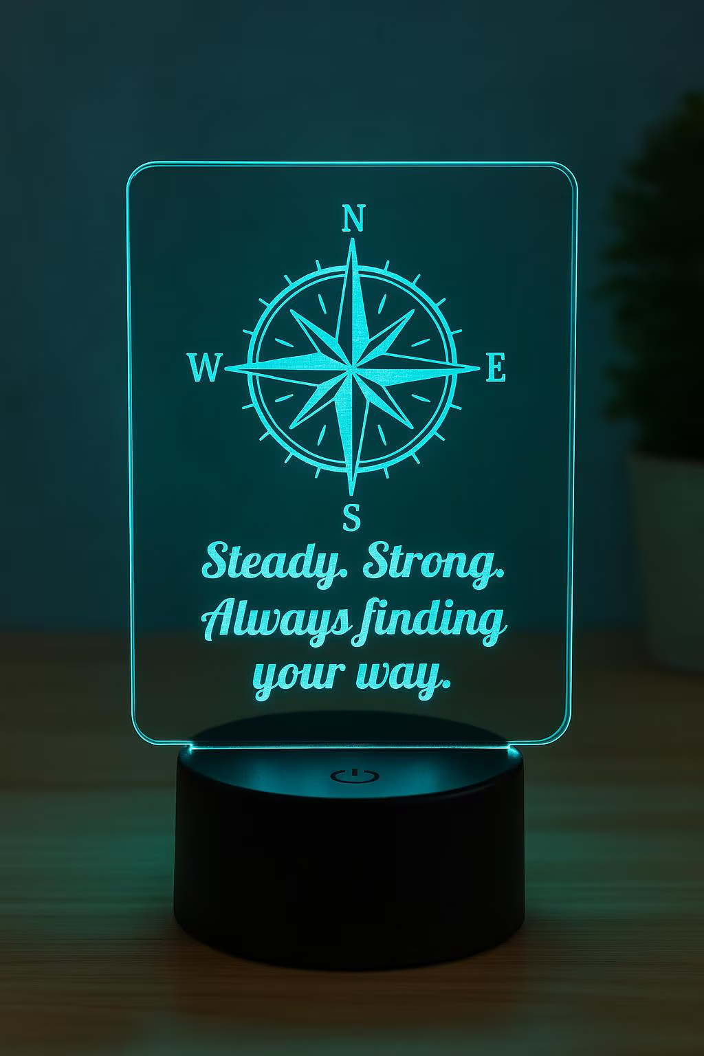 Compass Desk Lamp – “Always Find Your Way” Acrylic Night Light