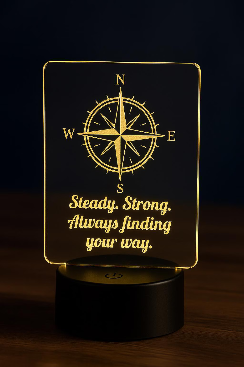 Compass Desk Lamp – “Always Find Your Way” Acrylic Night Light