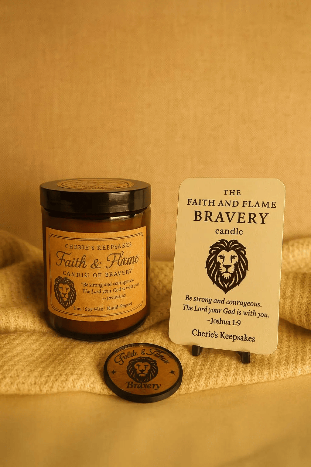 Faith & Flame Candle – “Brave” | Blood Orange + Cedarwood With Keepsake Token