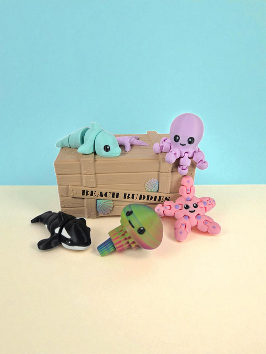 Beach Buddies Mystery Box – 5 Mini Ocean Animals in Crate | Beach Trip Keepsake Gift