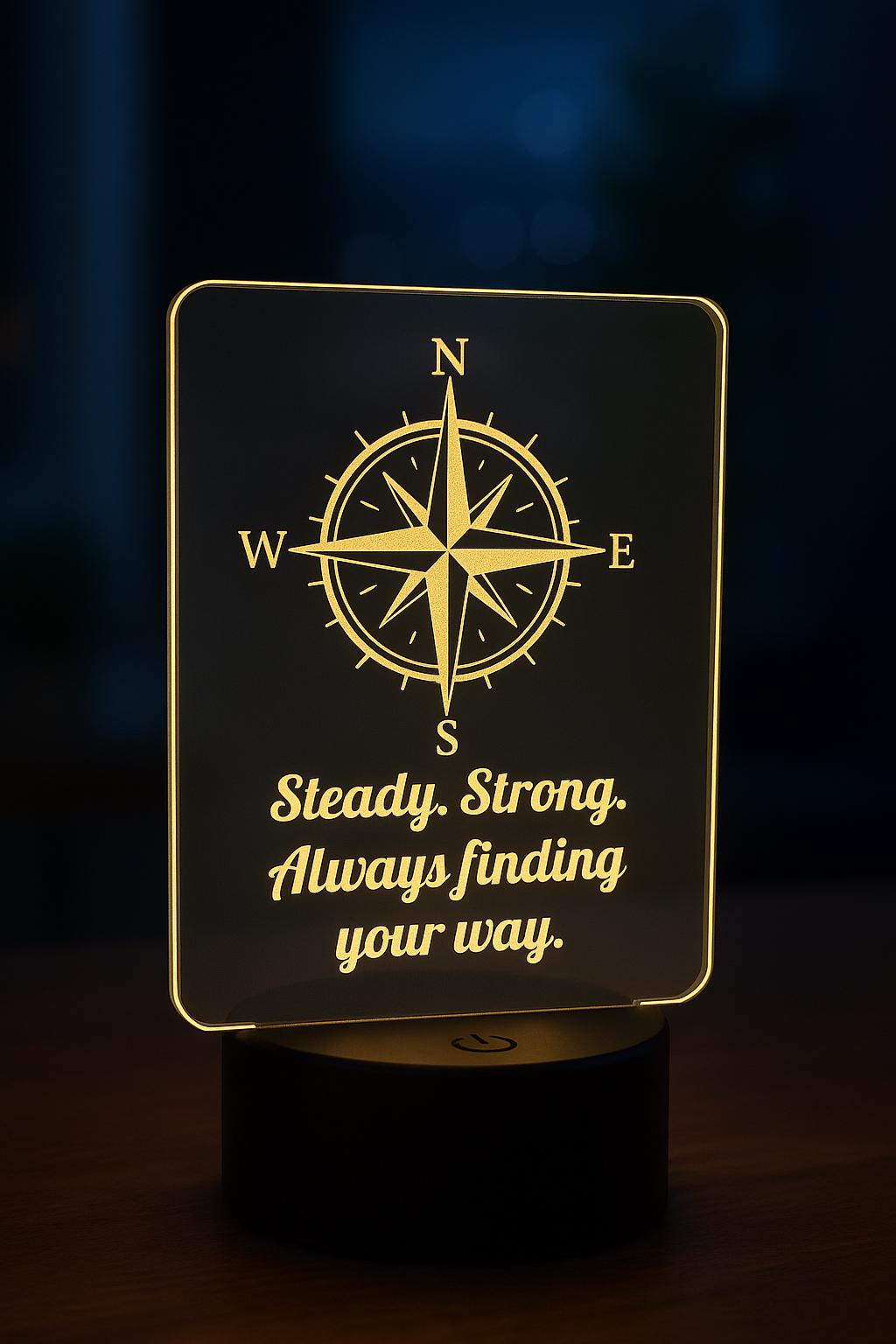 Compass Desk Lamp – “Always Find Your Way” Acrylic Night Light