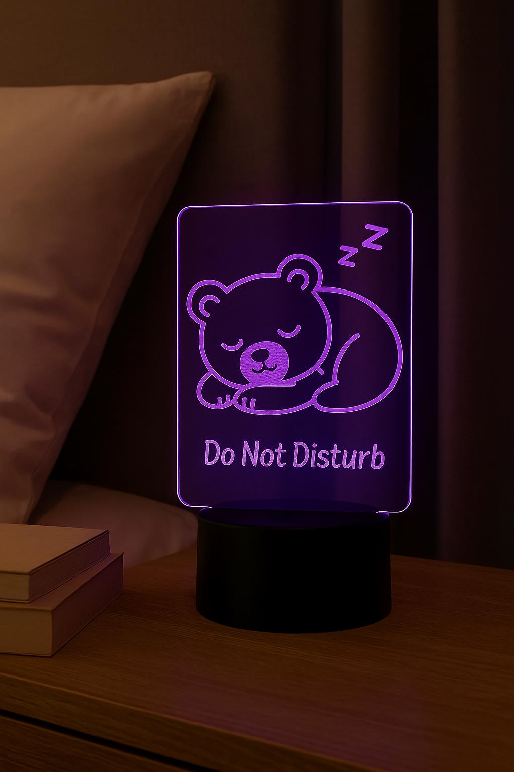Do Not Disturb Bear LED Sign – Cute Sleeping Bear Night Light
