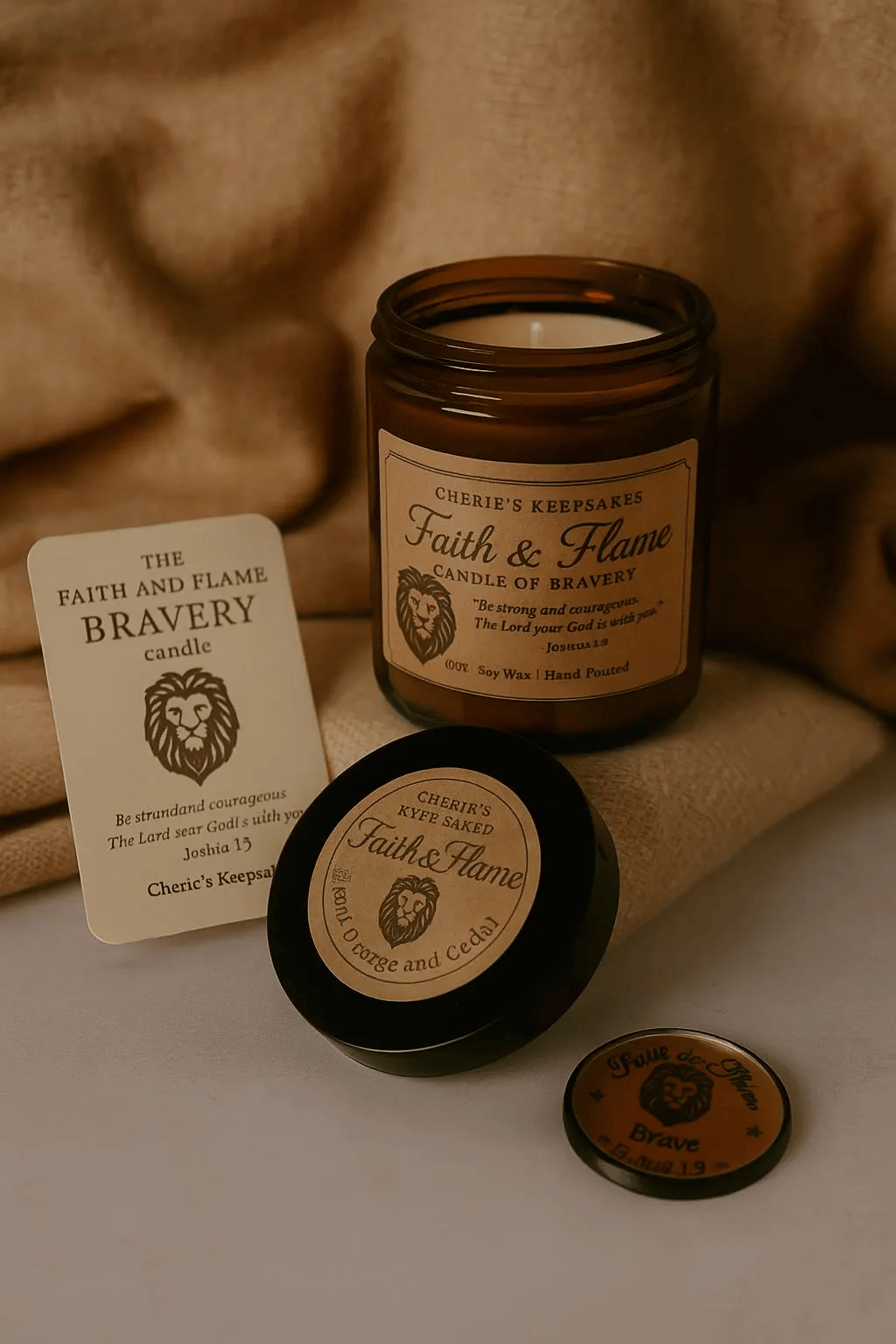 Faith & Flame Candle – “Brave” | Blood Orange + Cedarwood With Keepsake Token