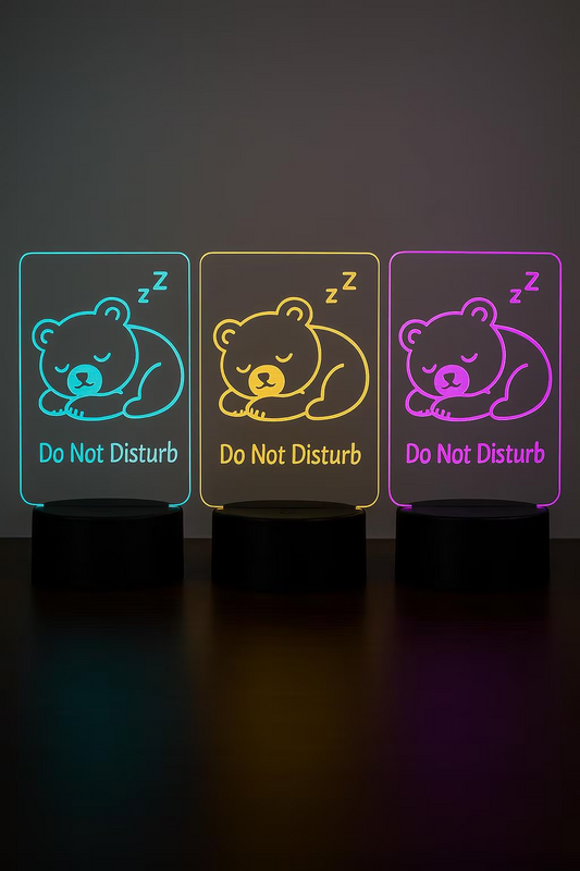 Do Not Disturb Bear LED Sign – Cute Sleeping Bear Night Light