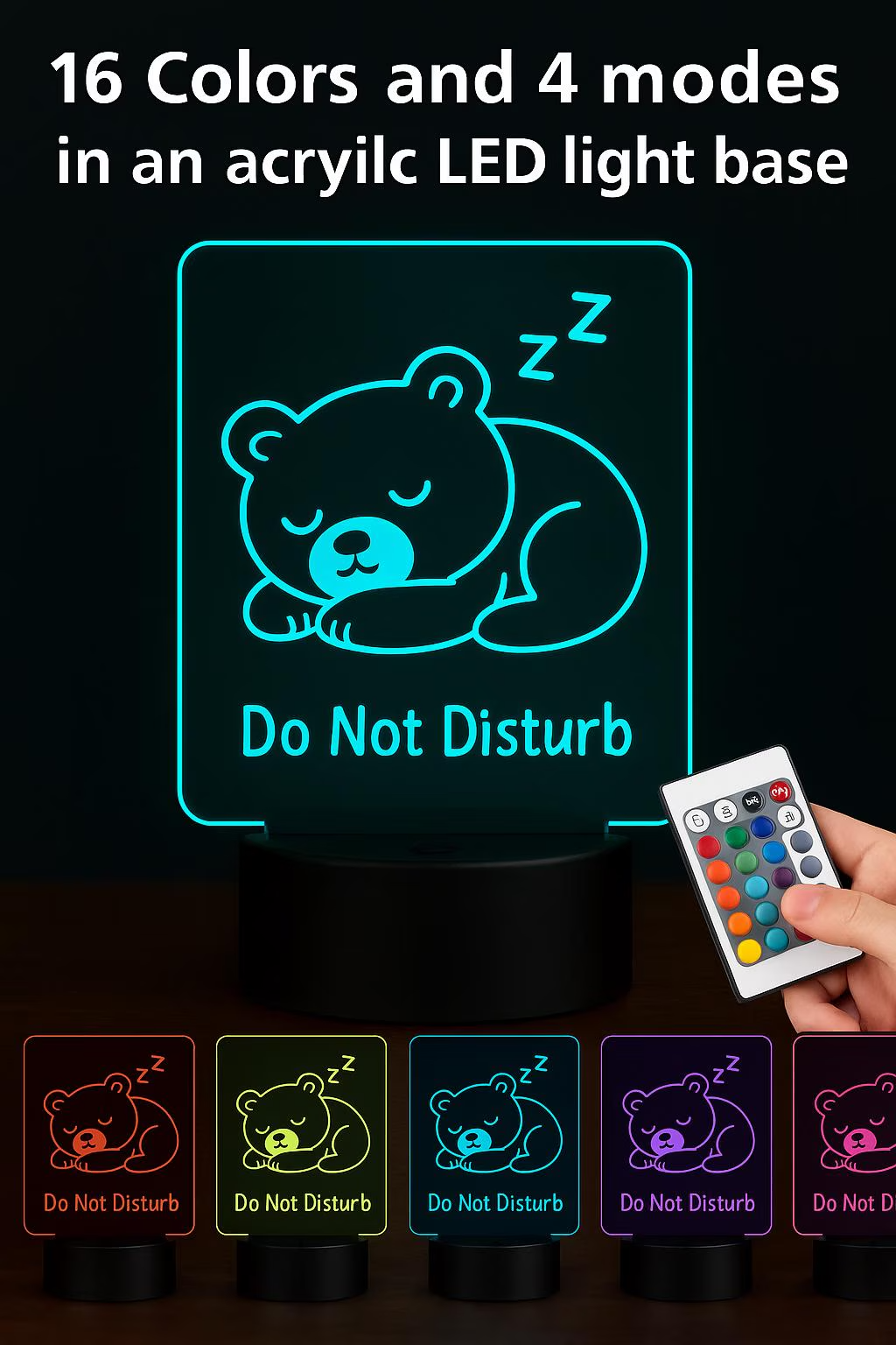 Do Not Disturb Bear LED Sign – Cute Sleeping Bear Night Light