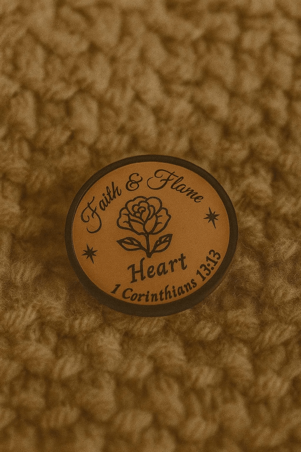 Faith and Flame “Heart” Candle – 8oz Soy Candle with Rose & Sandalwood Scent and Keepsake Token