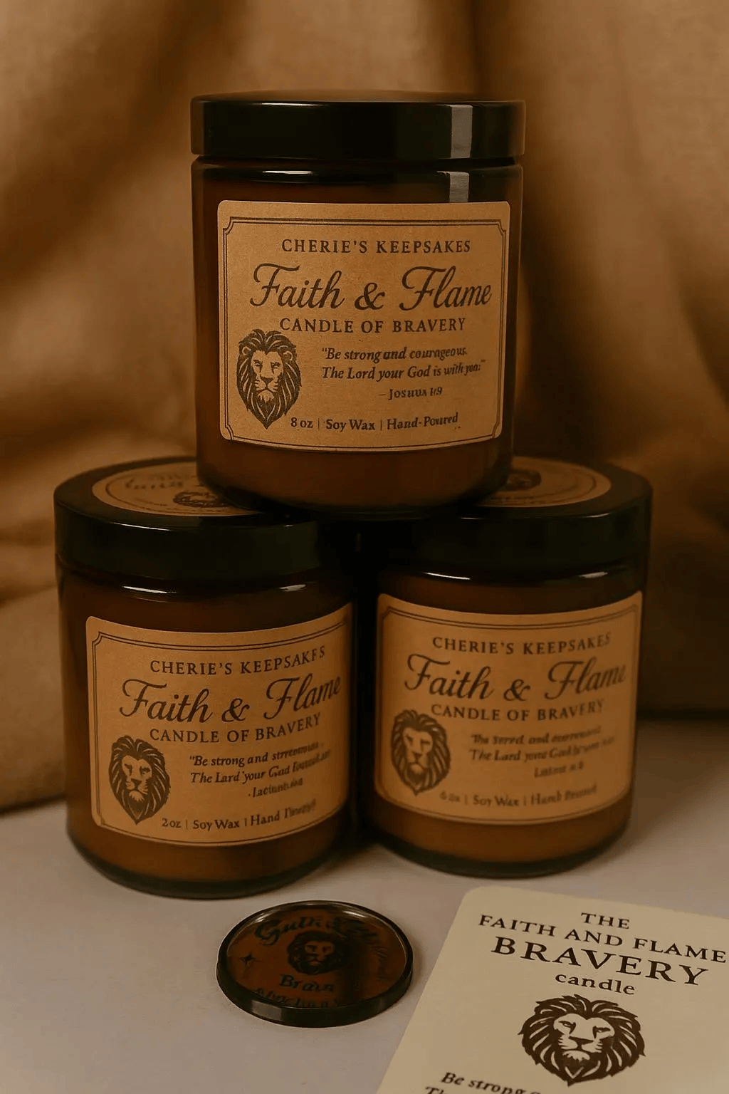 Faith & Flame Candle – “Brave” | Blood Orange + Cedarwood With Keepsake Token